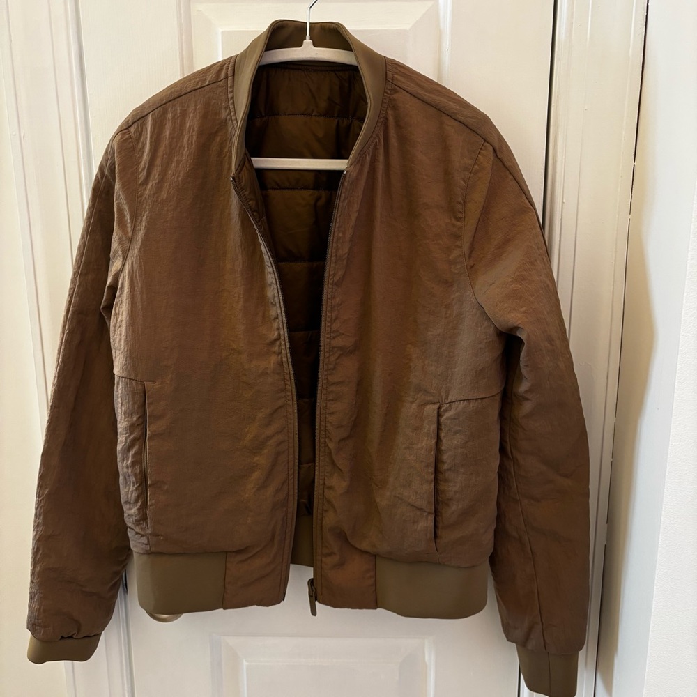 Lululemon Unisex Non Stop Reversible Bomber in Tan Brown Waterproof Fall Staple